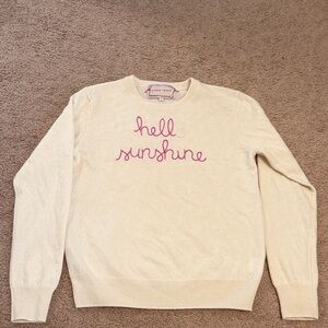 Lingua Franca "hello sunshine" Cashmere Beige Sweater Small